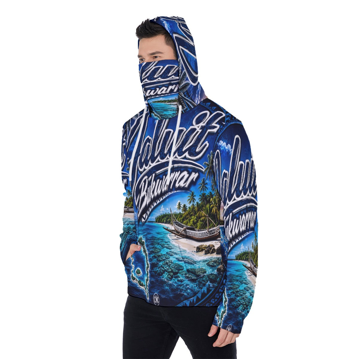 All-Over Print Men's Heavy Fleece Hoodie With Mask